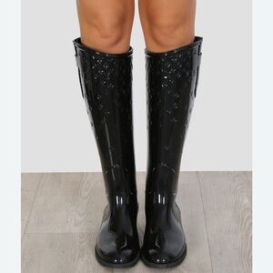Louis Vuitton Black Monogram Patent Rain Boots
